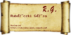 Rubóczki Géza névjegykártya